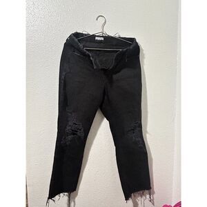 Good American Jeans Black Distressed Raw Hem Women's Size 6/28 $160 (30"x27")